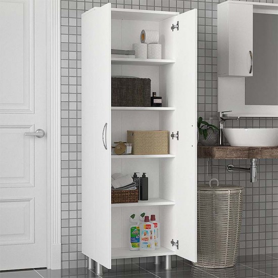 Ντουλάπι κουζίνας/μπάνιου - παπουτσοθήκη Amedeo Megapap μελαμίνης χρώμα λευκό 59,4x31,5x161,5εκ.