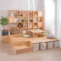 Ξύλινο κουτί ορθογώνιο διπλό Nextdeco Natural Υ39x40x80εκ.