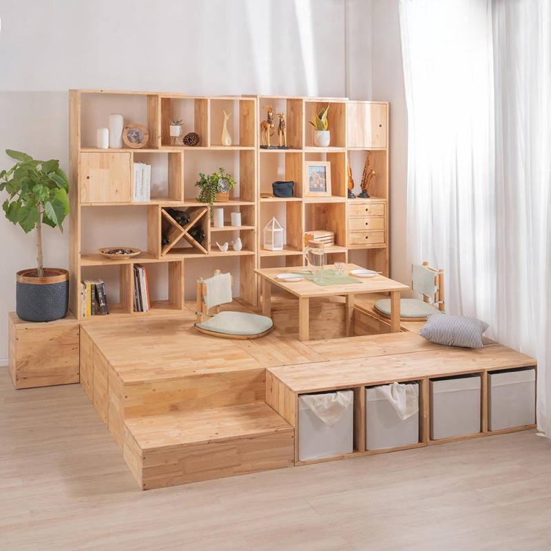 Ξύλινο κουτί ορθογώνιο διπλό Nextdeco Natural Υ39x40x80εκ.