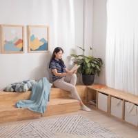Ξύλινο κουτί ορθογώνιο διπλό Nextdeco Natural Υ39x40x80εκ.