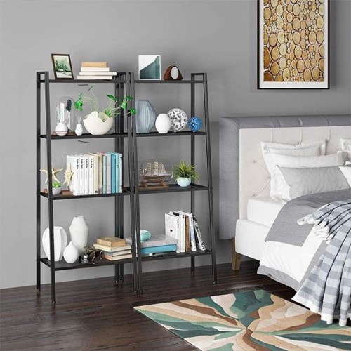 Ραφιέρα βιβλιοθήκη Nextdeco 4 επίπεδων μαύρη Υ147x60x35εκ.