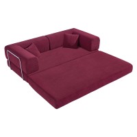 Compressed Nextdeco τριθέσιος καναπές-κρεβάτι μπορντώ 200x100x75εκ.