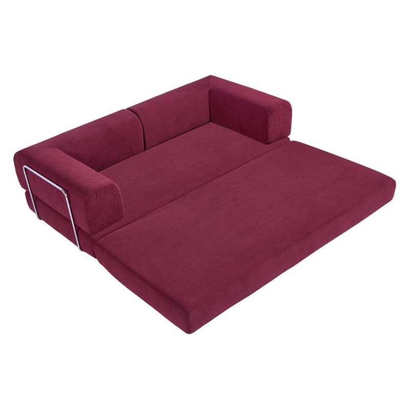 Compressed Nextdeco τριθέσιος καναπές-κρεβάτι μπορντώ 200x100x75εκ.