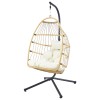 Κρεμαστή κούνια Nextdeco Wanda rattan με λευκά μαξιλάρια Υ110x85x62εκ.