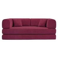 Compressed Nextdeco τριθέσιος καναπές-κρεβάτι μπορντώ 200x100x75εκ.