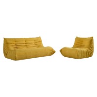 Compressed Nextdeco καναπές τριθέσιος Togo κίτρινος Υ70x174x102εκ.