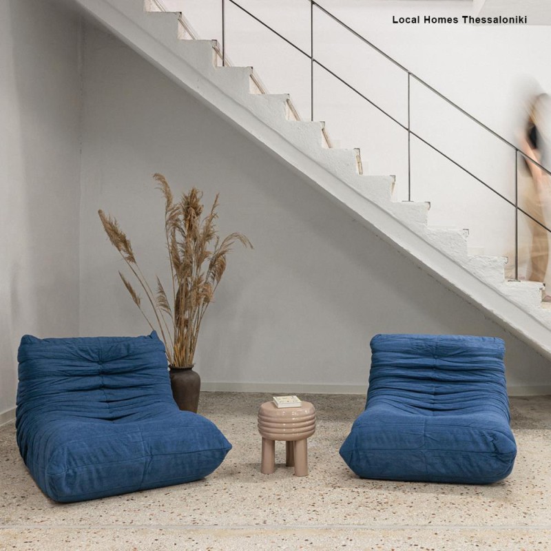 Σκαμπό μεταλλικό γυαλιστερό Nextdeco μπεζ Y37x32x32εκ.