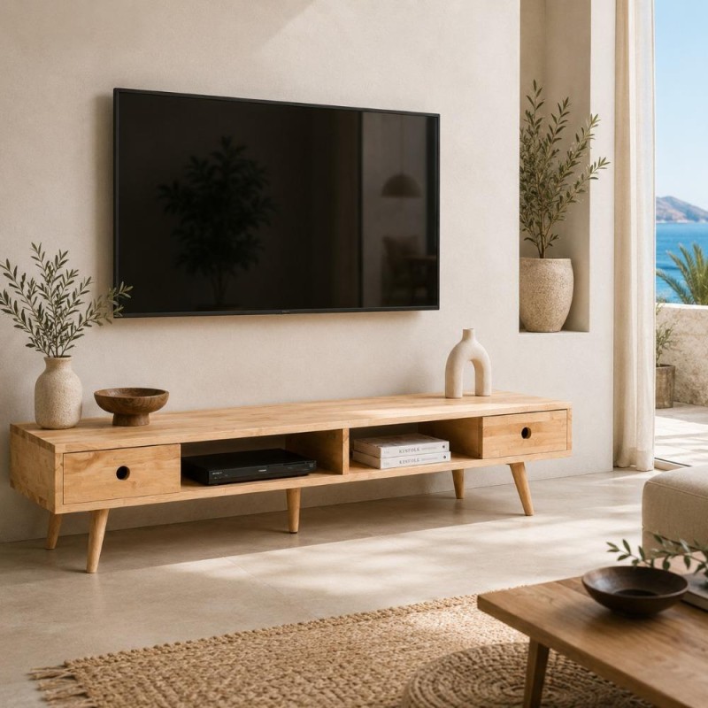 Έπιπλο τηλεόρασης Nextdeco Natural μασίφ ξύλο Υ36,5x150x40εκ.