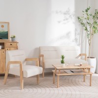 Καναπές διθέσιος Nextdeco Natural μασίφ ξύλο λευκός Υ78,5x127,6x72,5εκ.