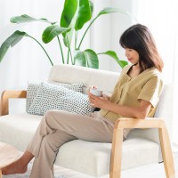Καναπές διθέσιος Nextdeco Natural μασίφ ξύλο λευκός Υ78,5x127,6x72,5εκ.