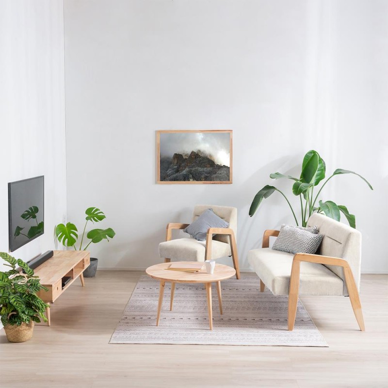 Καναπές διθέσιος Nextdeco Natural μασίφ ξύλο λευκός Υ78,5x127,6x72,5εκ.