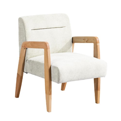 Πολυθρόνα Nextdeco Natural μασίφ ξύλο λευκή Υ78,5x58x72,5εκ.