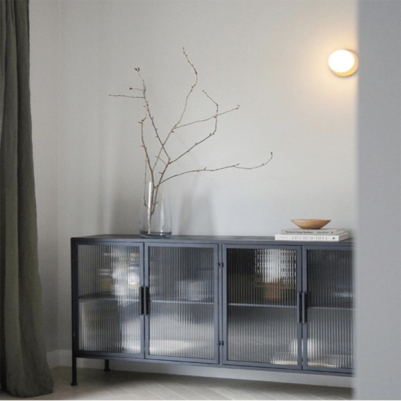 Έπιπλο τηλεόρασης μεταλλικό Nextdeco με ανοιγόμενες πόρτες μαύρο Υ90x150x35εκ.