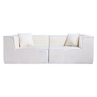 Compressed Nextdeco καναπές τριθέσιος κοτλέ ιβουάρ Υ63x208x101εκ.