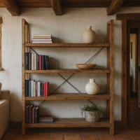 Ραφιέρα Nextdeco ανακυκλωμένο ξύλο teak - mahoni Υ200xM185xΠ39εκ