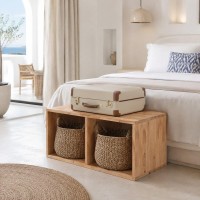 Ξύλινο κουτί ορθογώνιο διπλό Nextdeco Natural Υ39x40x80εκ.