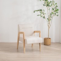 Πολυθρόνα Nextdeco Natural μασίφ ξύλο λευκή Υ78,5x58x72,5εκ.