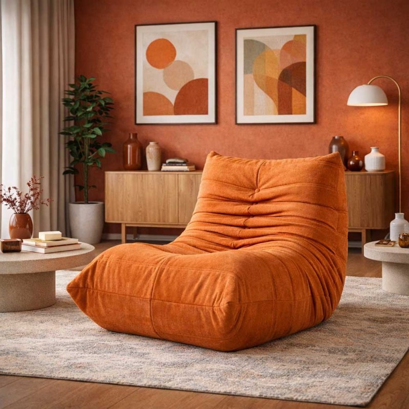 Compressed Nextdeco πολυθρόνα Togo πορτοκαλί Υ70x85x103εκ.