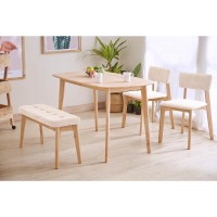 Παγκάκι Nextdeco Natural μασίφ ξύλο λευκό μαξιλάρι Υ45,5×85×31,5εκ.