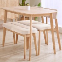 Παγκάκι Nextdeco Natural μασίφ ξύλο λευκό μαξιλάρι Υ45,5×85×31,5εκ.