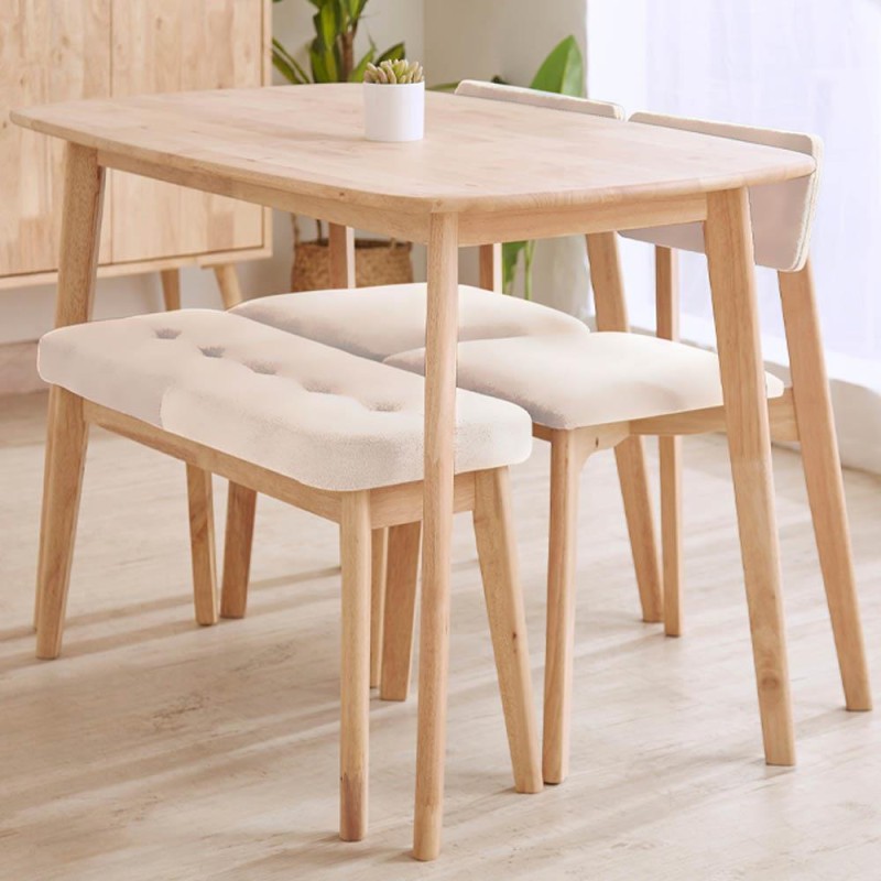 Παγκάκι Nextdeco Natural μασίφ ξύλο λευκό μαξιλάρι Υ45,5×85×31,5εκ.