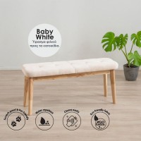 Παγκάκι Nextdeco Natural μασίφ ξύλο λευκό μαξιλάρι Υ45,5×85×31,5εκ.