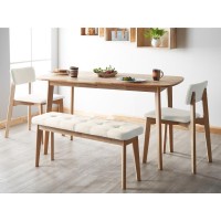 Παγκάκι Nextdeco Natural μασίφ ξύλο λευκό μαξιλάρι Υ45,5×85×31,5εκ.
