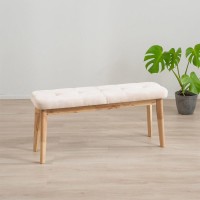 Παγκάκι Nextdeco Natural μασίφ ξύλο λευκό μαξιλάρι Υ45,5×85×31,5εκ.