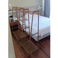 Κρεμάστρα ράγα οργάνωσης ρούχων Nextdeco ξύλινη μπαμπού Υ140x160x40εκ.