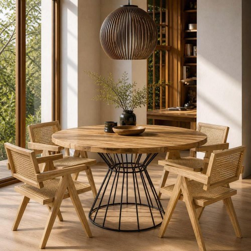 Τραπέζι Nextdeco Kai ξύλο teak Υ78x∅120εκ.