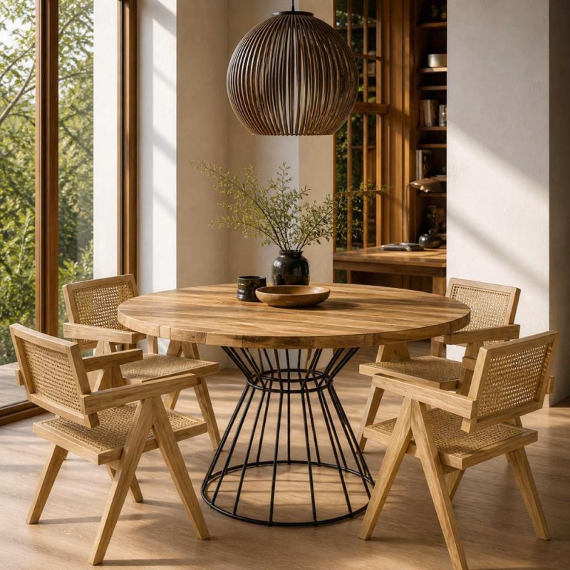 Τραπέζι Nextdeco Kai ξύλο teak Υ78x∅120εκ.