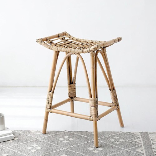 Σκαμπό Nextdeco Haunani από φυσικό rattan Υ60x50x41εκ.