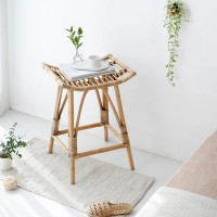 Σκαμπό Nextdeco Haunani από φυσικό rattan Υ60x50x41εκ.