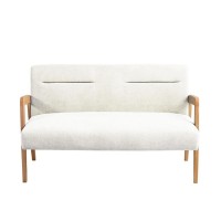 Καναπές διθέσιος Nextdeco Natural μασίφ ξύλο λευκός Υ78,5x127,6x72,5εκ.