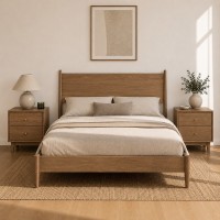 Κρεβάτι διπλό Nextdeco μασίφ ξύλο δρυός Υ110x157x210εκ.