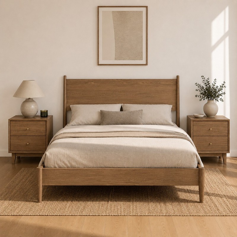 Κρεβάτι διπλό Nextdeco μασίφ ξύλο δρυός Υ110x157x210εκ.