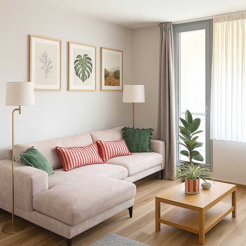 Καναπές γωνιακός Nextdeco Heming αριστερή γωνία γκρι-μπεζ Υ76x280x159εκ.