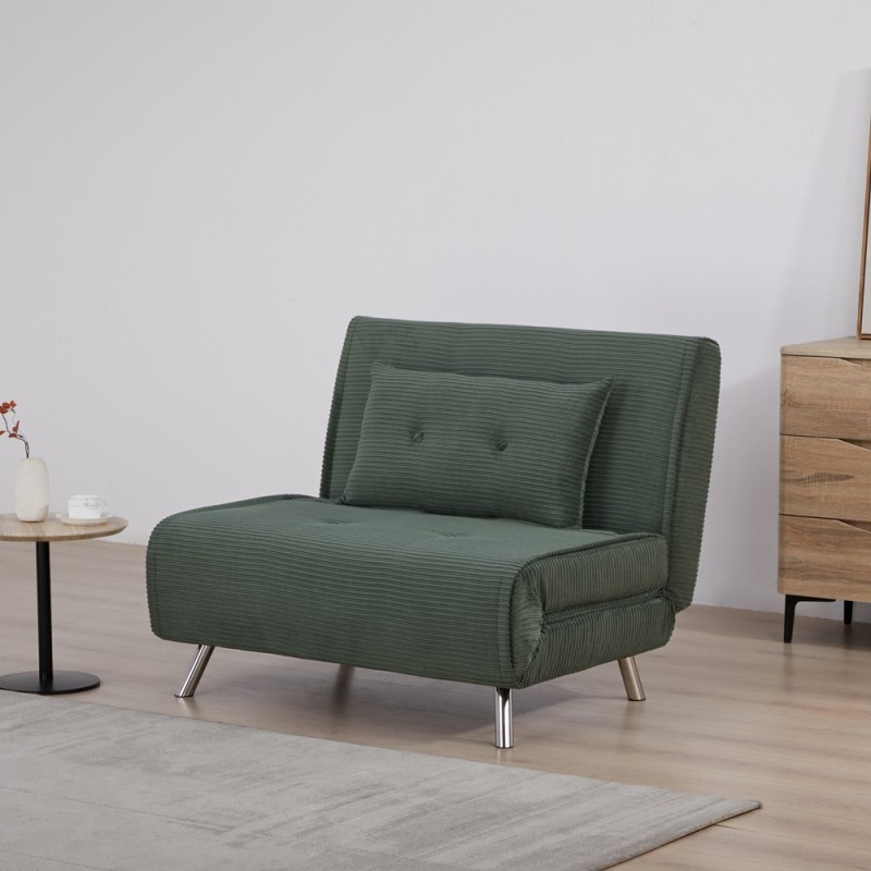 Πολυθρόνα κρεβάτι Nextdeco Berlin σκούρο πράσινο Υ92x100x91εκ.