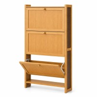 Παπουτσοθήκη με 3 πόρτες Nextdeco μπαμπού Υ120x70x17εκ. μεγάλη