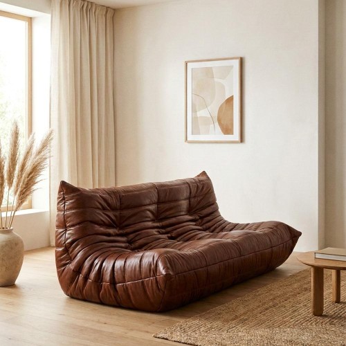 Καναπές τριθέσιος Nextdeco Togo eco leather καφέ Υ70x174x102εκ.