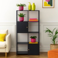 Ραφιέρα μεταλλική Nextdeco με 4 ράφια μαύρη Υ175x80x35εκ.