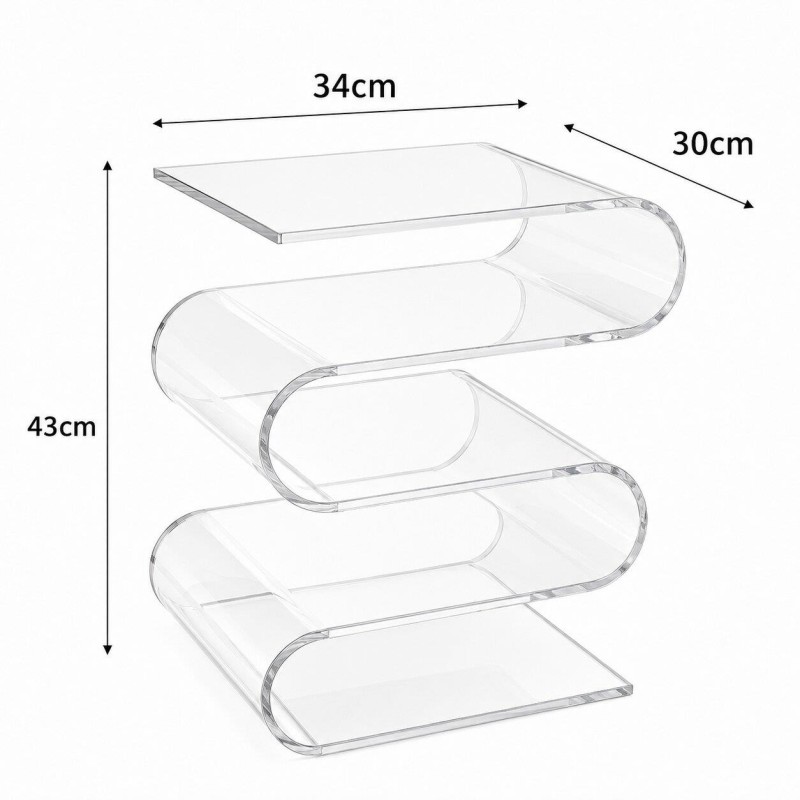Τραπεζάκι - Κομοδίνο Nextdeco S Shape ακρυλικό διάφανο Υ43x34x30εκ.