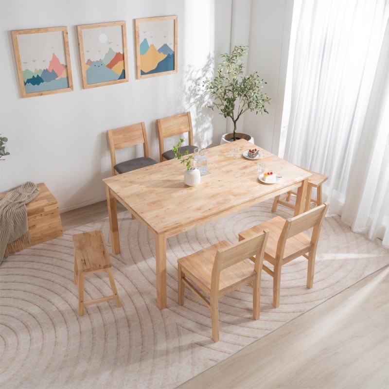 Τραπέζι τραπεζαρίας Nextdeco Natural μασίφ ξύλο Υ74×150×90εκ.