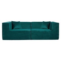 Compressed Nextdeco καναπές τριθέσιος κοτλέ πράσινος Υ63x208x101εκ.