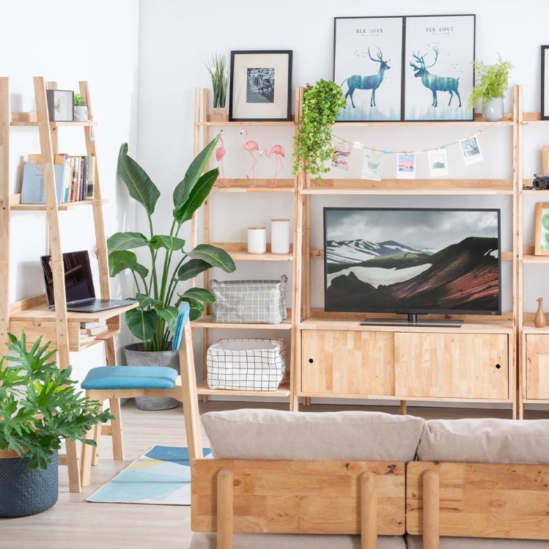 Ραφιέρα επιπλο TV Nextdeco Natural μασίφ ξύλο Υ180x120x37,5εκ.
