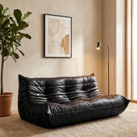 Καναπές τριθέσιος Nextdeco Togo eco leather μαύρο Υ70x174x102εκ.