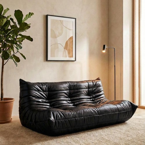 Καναπές τριθέσιος Nextdeco Togo eco leather μαύρο Υ70x174x102εκ.