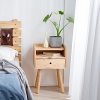 Κομοδίνο Nextdeco Natural μασίφ ξύλο Υ67x45x40εκ.