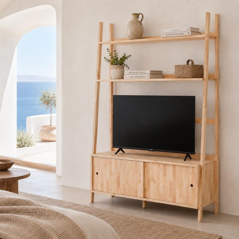 Ραφιέρα επιπλο TV Nextdeco Natural μασίφ ξύλο Υ180x120x37,5εκ.