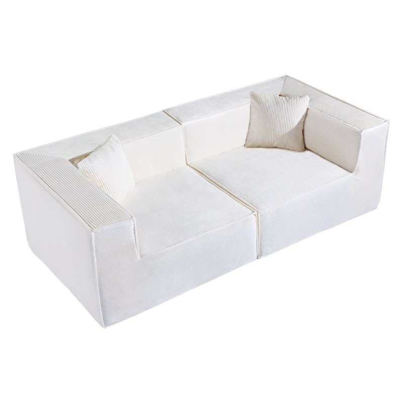 Compressed Nextdeco καναπές τριθέσιος κοτλέ ιβουάρ Υ63x208x101εκ.